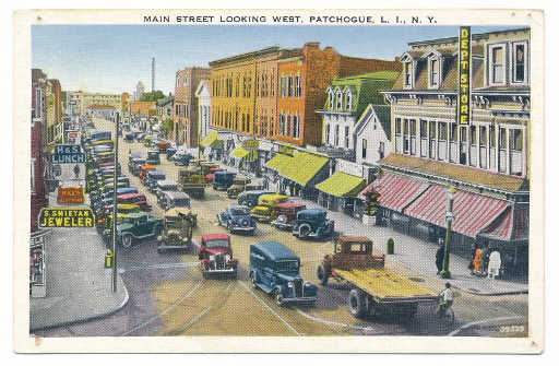 Main Street Looking West, Patchogue, L.I., N.Y.